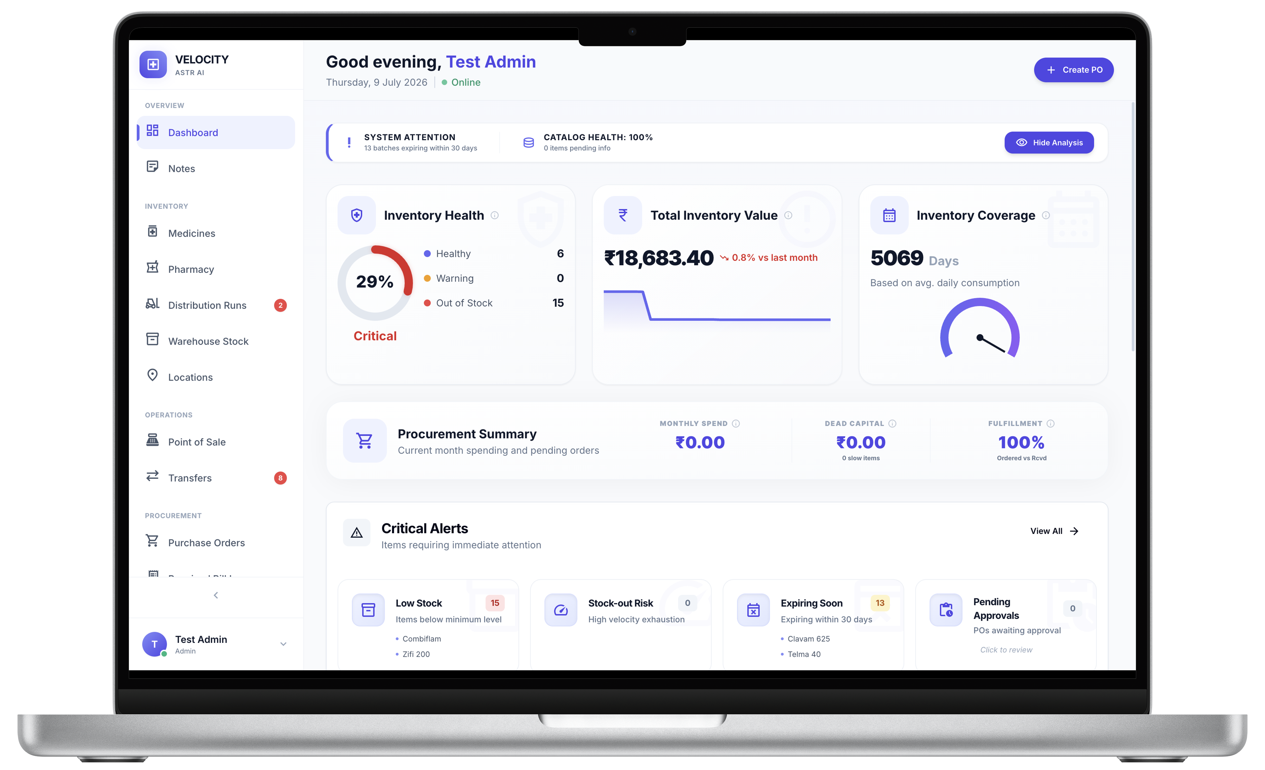 Velocity ERP Product Mockup